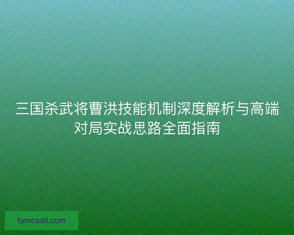 三国杀武将曹洪技能机制深度解析与高端对局实战思路全面指南