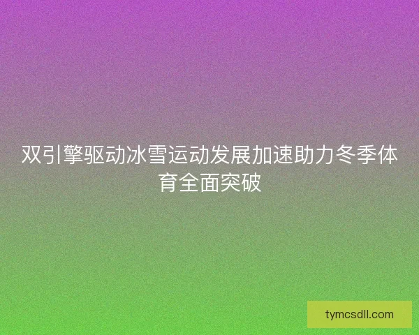 双引擎驱动冰雪运动发展加速助力冬季体育全面突破