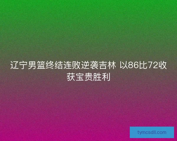辽宁男篮终结连败逆袭吉林 以86比72收获宝贵胜利